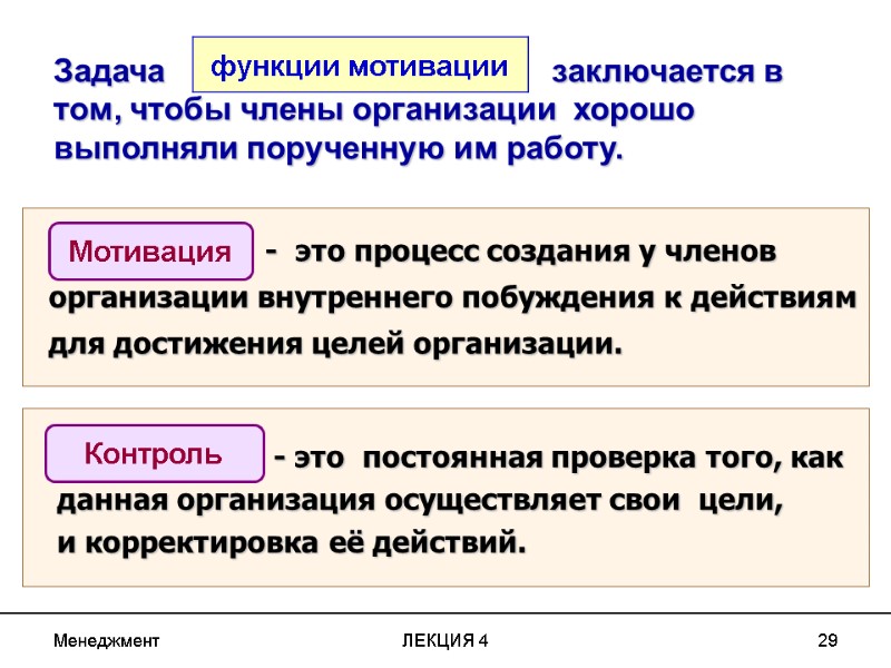 Менеджмент ЛЕКЦИЯ 4 29 Задача Менеджмент ЛЕКЦИЯ 4 29 Задача